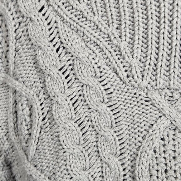 Aeropostale Wn Cropped Chunky CableKnit Sweater Gray L Light Academia Cozy Fall - Picture 5 of 15